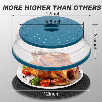 Large Microwave Splatter Cover & Silicone Mat, 12 Inchs Vented Collapsible - Image 3
