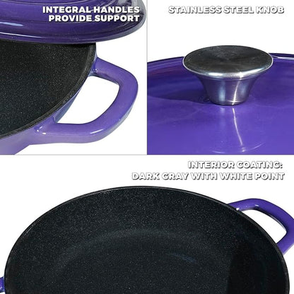 Flavehc Braiser Enameled Cast Iron Braiser 3 qt Braiser Pan - Image 4