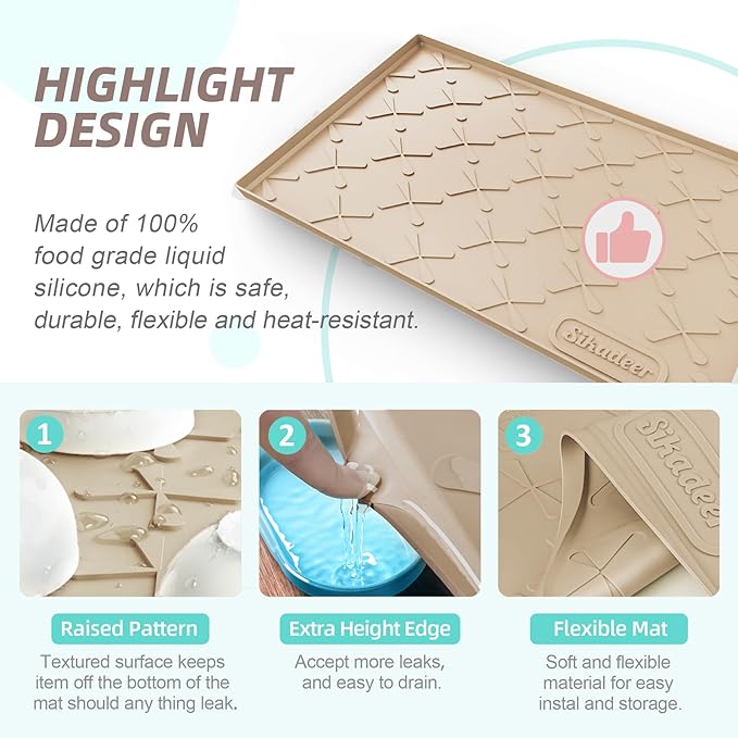 SIKADEER Waterproof Under Sink Mat 22x19, Raised Edge Silicone Mat Under Sink - Image 4