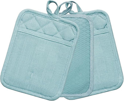 Pot Holders Yarn-Dyed Set of 3 Non Slip Silicone Kitchen Lines Heat Resistant - Image 8