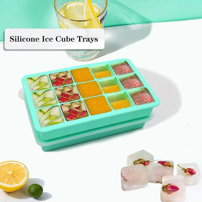 2 Pack Silicone Ice Cube Trays, Easy Release Flexible-15 Cubes Ice Cube Molds - Image 3