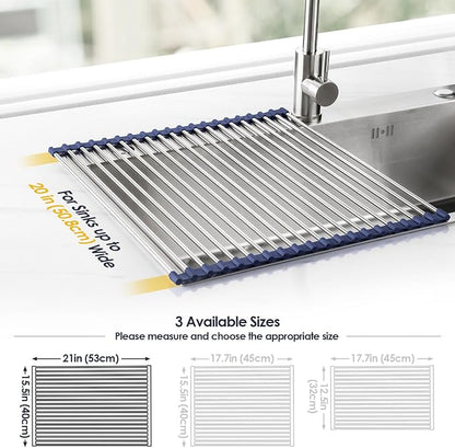 Tomorotec 21" x 15.5" Roll Up Dish Drying Rack Over Sink Drying Rack Sink Cover - Image 4