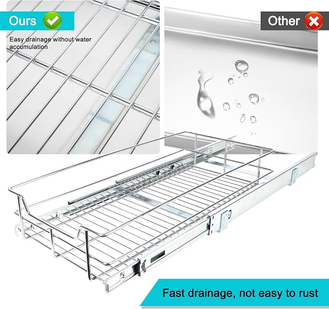 Pull Out Cabinet Organizer 20" W X 17" D, Slide Out Drawers - Image 7
