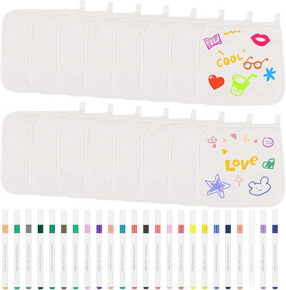 40 Pcs Pot Holder Bulk for Craft Include 16 White Heat Resistant Pot Holders by Unknown
