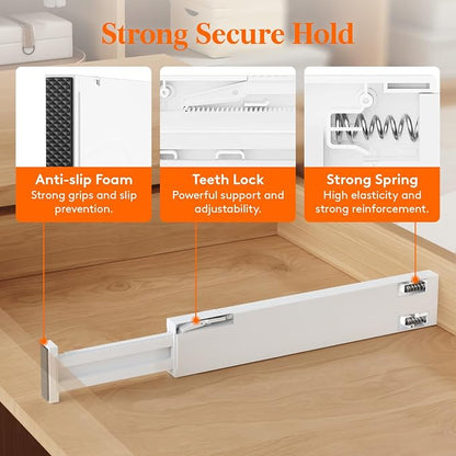 Lifewit 8 Pack 2.36" High Drawer Dividers 40-56cm/16-22 Adjustable Drawer - Image 2