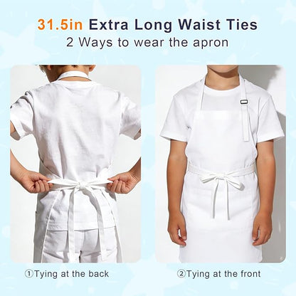 Kids Apron and Chef Hat Set, 24 Pieces Boys Girls Kids Apron - Image 3