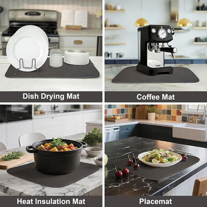 Dark Gray Dish Drying Mats 20" x 15", XL Kitchen Drying Mat - Image 5
