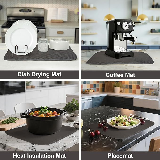 2-Pack Dark Gray Dish Drying Mats 20" x 15" – XL Kitchen Drying Mat - Image 5