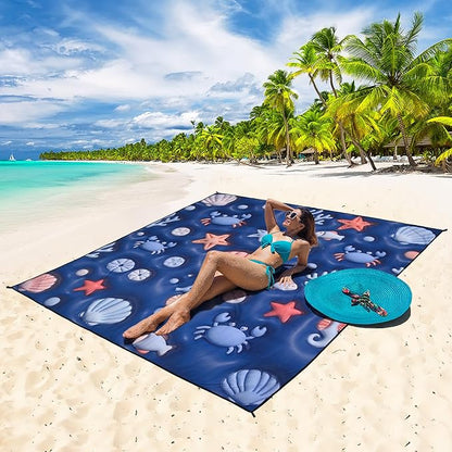 WIWIGO Beach Blanket Waterproof Sandproof Beach Mat 79" X 83"/10'x9'for 2-8 - Image 5