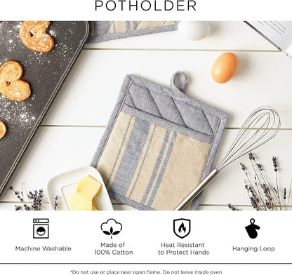 DII 100% Cotton Solid Chambray Kitchen Set, Potholders, Barn Red, 2 Piece - Image 8