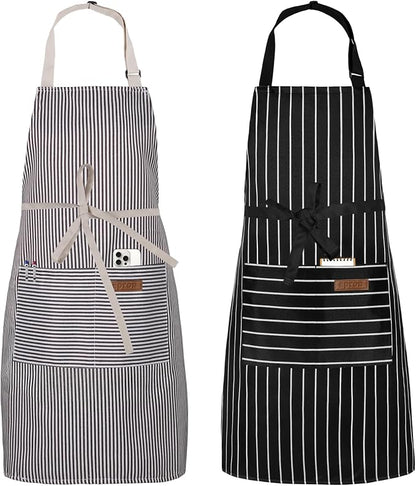 Serrenf 2 Pack Apron, Cooking Kitchen Aprons, Adjustable Bib Apron by serrenf