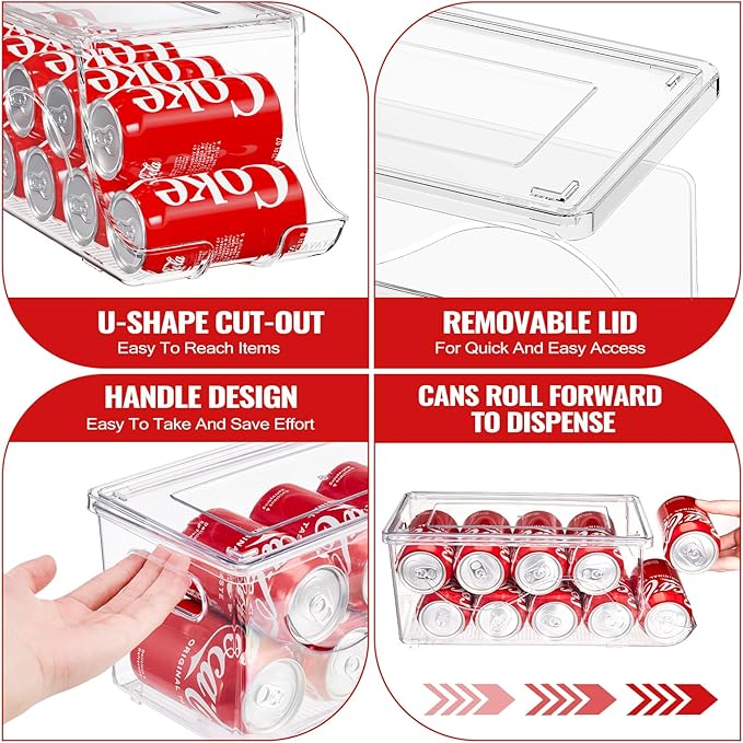 SCAVATA Stackable Refrigerator Organizer, Soda Can Dispenser Pop Cans Container - Image 3