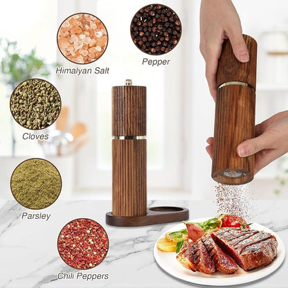 Wooden Salt and Pepper Grinder Set, Refillable Salt and Pepper grinder - Image 3