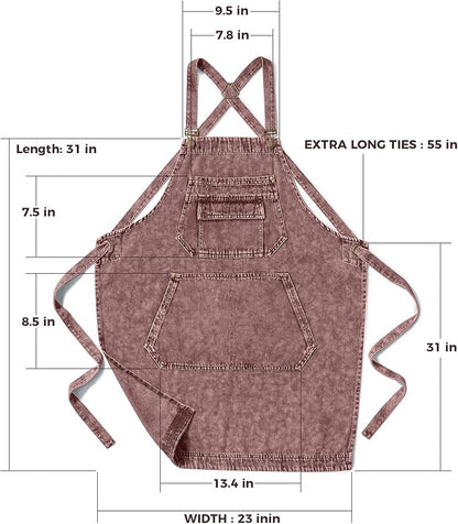 Denim Apron with Pockets for Hair Stylist Gardening Craftsmen Barista Women - Image 7