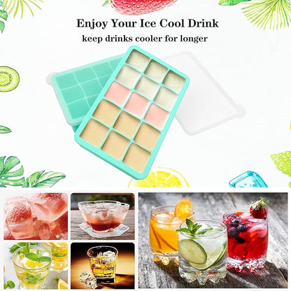 2 Pack Silicone Ice Cube Trays, Easy Release Flexible-15 Cubes Ice Cube Molds - Image 6