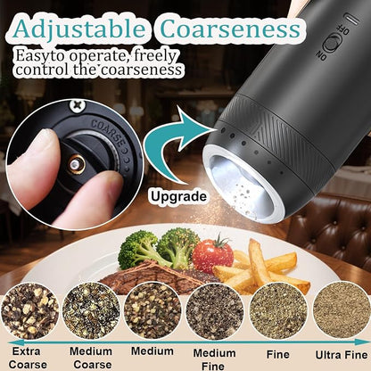 Gravity Electric Salt and Pepper Grinder Set, Automatic Salt Pepper Mill Grinder - Image 2