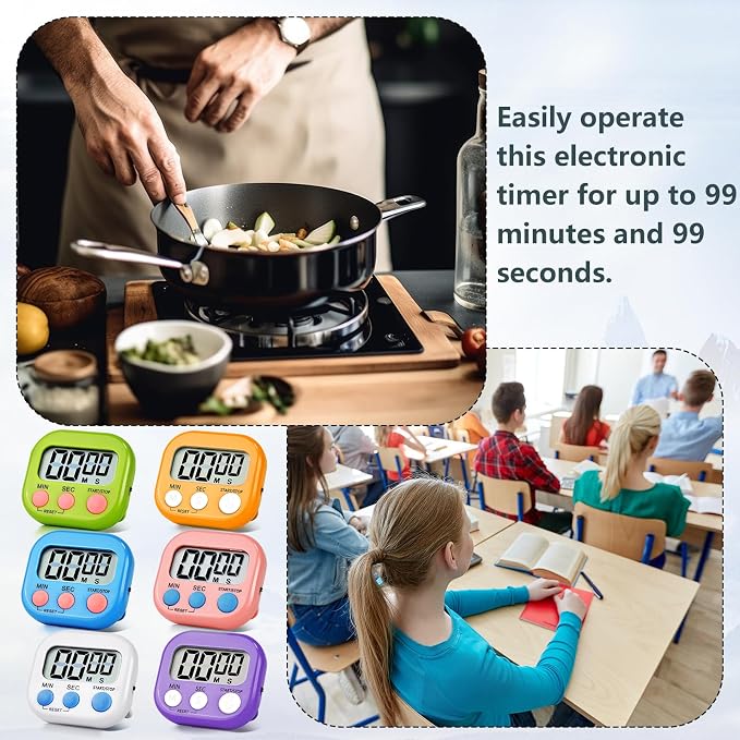 4 Pack White Digital Kitchen Timer Magnetic Digital Timer - Image 6