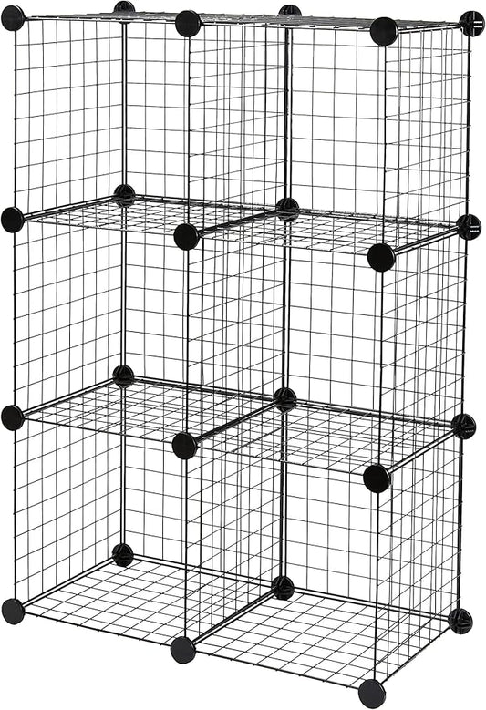 Amazon Basics 6-Cube Wire Grid Stackable Storage Organizer, Metal Shelving Unit by AmazonBasics