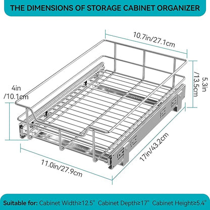 Pull Out Cabinet Organizer 11" W X 17" D, Slide Out Drawers - Image 2