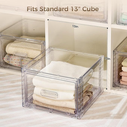 Vtopmart 2 Pack 18QT Clear Stackable Storage Drawers, Easily Assemble Closet - Image 7