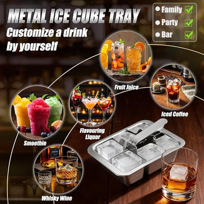 Ice Cube Trays, Large 6-cube Stainless Steel Ice Cube Trays - Image 6