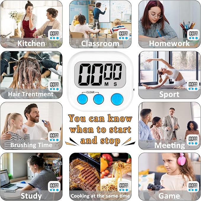 ZILLEEN 6 Pack Kitchen Timers for Cooking Digital Classroom Timers for Teachers - Image 5
