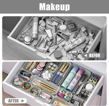 18 pcs Desk Drawer Organizer Tray, Stackable Organizer Containers - Image 8