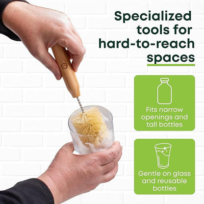 Tieralia Bamboo Dish Brush Set 5 Piece – Eco Friendly Kitchen Cleaning Kit - Image 5