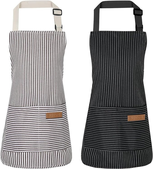 2 Pack Stripes Kids Apron, Kids Cooking Aprons by XLSXEXCL