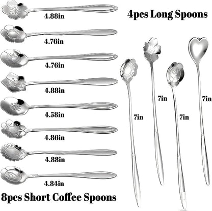 12 Pcs Flower Coffee Tea Spoons Set - Image 3