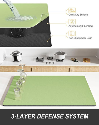 Rnivvi Dish Drying Mat for Kitchen Counter, XL 15 x 24" Super Absorbent Drainer - Image 4