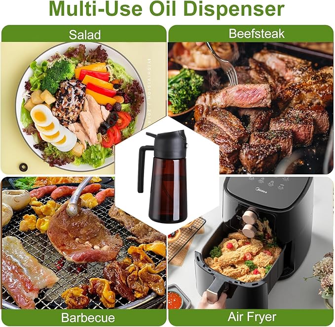 LAKUMIQI 2 in 1 Oil Sprayer for Cooking, 16oz Olive Oil Dispenser Bottle for - Image 4