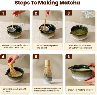 Matcha Whisk Set, Ceramic Matcha Kit Desert Style, Matcha Whisk and Bowl - Image 6