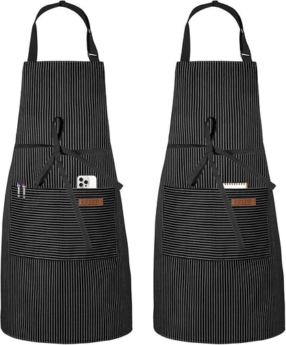 Serrenf 2 Pack Apron, Cooking Kitchen Aprons, Adjustable Bib Apron by serrenf
