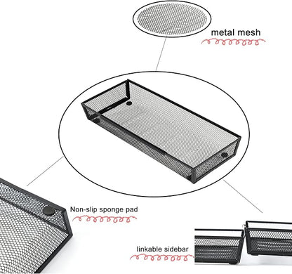 Mesh Tray Silverware Drawer Organizer Utensil Cutlery Tray Office Supplies - Image 6