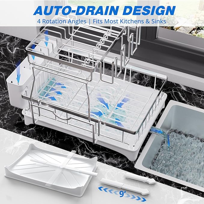 Godboat Dish Drying Rack, 2-Tier Dish Rack - Image 4
