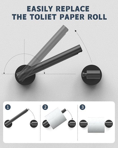 RARXTR Matte Black Toilet Paper Holder SUS304 Stainless Steel Double Post - Image 2