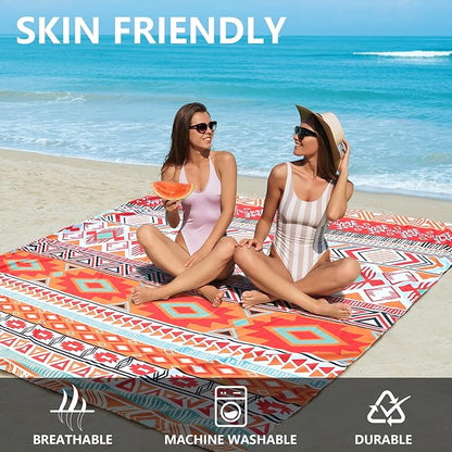 WIWIGO Beach Blanket Waterproof Sandproof Beach Mat 79" X 83"/10'x9'for 2-8 - Image 4