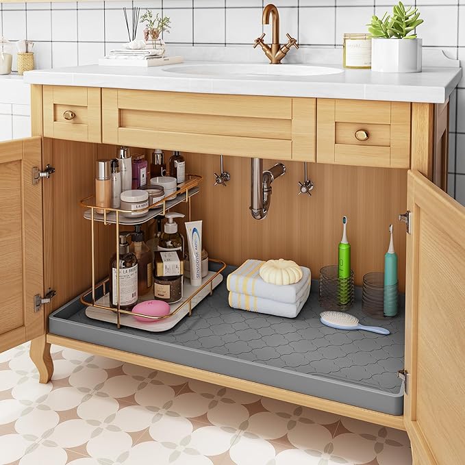 Jin&Bao Waterproof Under Sink Mat 19" x 19", Thick Silicone Mat Cabinet - Image 5