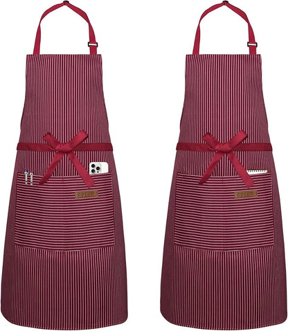 Serrenf 2 Pack Apron, Cooking Kitchen Aprons, Adjustable Bib Apron by serrenf