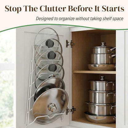 Evelots 6 Pot Lid Organizer for Cabinet or Pantry Wall - Image 4