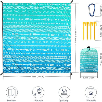 WIWIGO Beach Blanket Waterproof Sandproof Beach Mat 79" X 83"/10'x9'for 2-8 - Image 2
