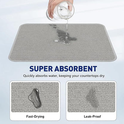 14.6*11.8 inch Microfiber Dish Drying Mat, 2 Compact Ultra Absorbent Dish Mat - Image 3