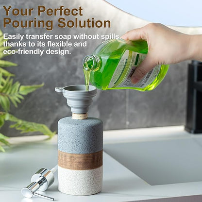 Ceramic Soap Dispenser Set for Hand Soap, Dish Soap, Conditioner, Bathroom & - Image 2