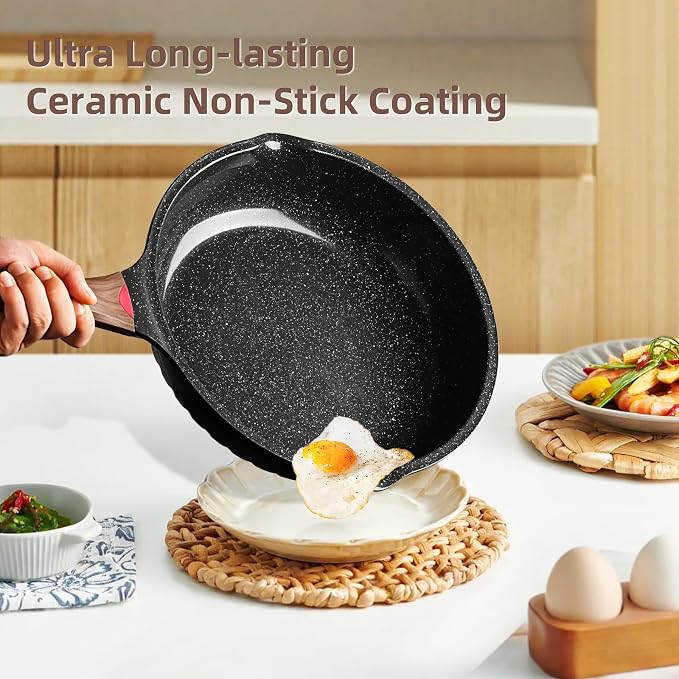 Vinchef Non Stick Frying Pans Set, Deep Frying Pan & Saute Skillet, PFAS PFOA & - Image 4