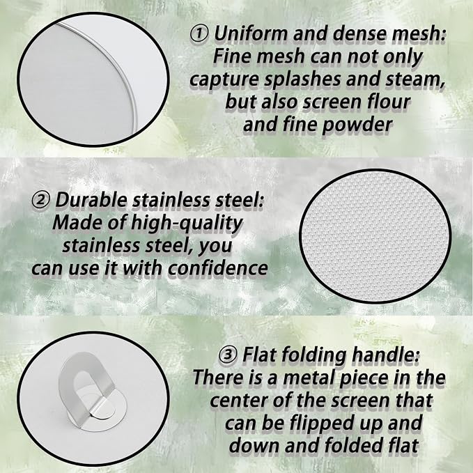 3 Pack Silver Stainless Steel Splatter Screens, Grease Splatter Guard - Image 4
