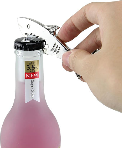 SWATOM Shark Keychain Bottle Opener 2PCS Beer Opener Tool Key Tag Chain Ring - Image 3