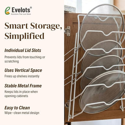 Evelots 6 Pot Lid Organizer for Cabinet or Pantry Wall - Image 3