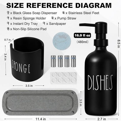 Kitchen Soap Dispenser Set, 16.9 fl oz Hand and Dish Soap Dispensers - Image 2