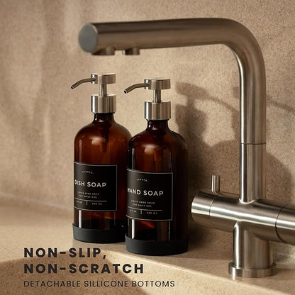 Hand and Dish Soap Dispenser for Kitchen and Bathroom, Stainless Steel Pumps - Image 2